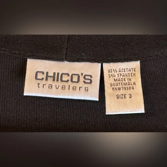 Chico’s Travelers Women’s Black Open Front Cardigan Size XL/Chico’s Size 3 - Picture 3 of 3